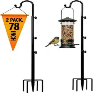 야외용 셰퍼드 후크 식물 바구니 걸이용 78인치 조절식 새 모이통 폴 헤비 듀티 2팩 벌새 태양광 랜턴 정원