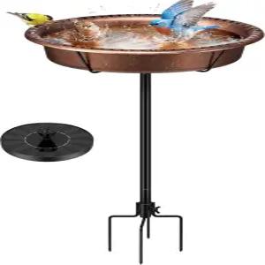 야외용 태양열 분수가 있는 비보홈 타원형 조류 목욕 펌프가 내후성 ABS 그릇 금속 접지 말뚝 정원용