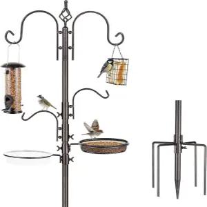 에리틀리 새 모이통 스테이션 키트 극 야생 걸이 플랜터 새를 유인하기 위해 금속 수트 목욕과 함께 매달린