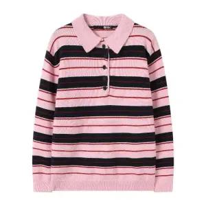 BNX 반버튼 카라 스트라이프 배색 니트 BX4KP012L0 국내매장판 1711369