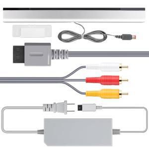 롱롱진 얼티밋 3 in 1 Wii 코드 어댑터 키트 전원 센서 바 복합 오디오 비디오 케이블 게임과 호환 U용 제외