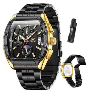 [미국배송] 남성용 OLEVS 시계 럭셔리 빅 페이스 스테인리스 스틸 클래식 방수 아날로그 쿼츠 손목 데이트 다기능 크로노그래프 드레스 렐로예스 파라 홈브르