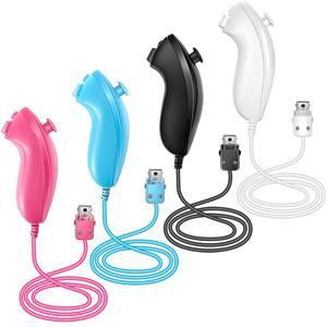 NC 4 Wii 및 U 비디오 게임패드 화이트 블랙 블루 핑크 와 호환되는 Nunchu 컨트롤러용 컨트롤러 교체