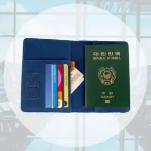 [JED] 진파랑 수납 여권 지갑 카드 여행용 가죽 월렛