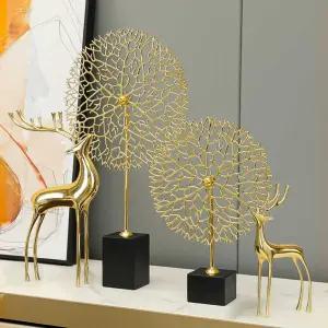 럭셔리 홈 인테리어 골드 서재 민들레 추상 책장 스토리지