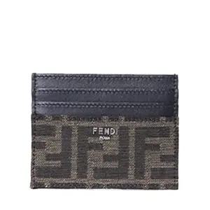 [명품] 메탈로고패치 FF 패턴 자가드 더블 카드홀더 브라운7M0164 ALWK F0L3T