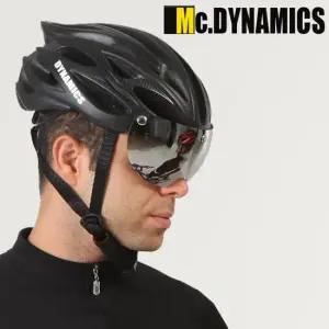 라이딩용 미러쉴드 자전거헬멧+미러고글 BLACK