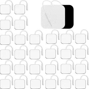 TENS 유닛 전극 패드 30개의 접착 2 x2 교체용 플러그 2.0mm가 장착된 자체 전극(TENS 기계용)