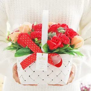 비누꽃 화이트 직사각 카네이션 바구니 레드 어버이날