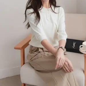 룰루제이 브리치 / 베이직 카라 풀오버 칠부 니트1213657