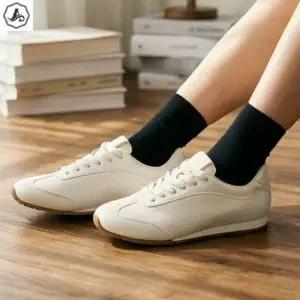 [애슬릿] 소가죽 스니커즈 발편한 쿠션 화이트 단화 운동화
