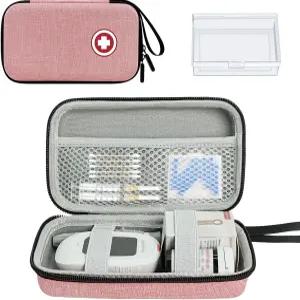 ICIMBI 용품 여행 케이스 검사 키트를 위한 휴대용 정리함 미터가 포함된 혈당 모니터링 키트 스트립 랜싯