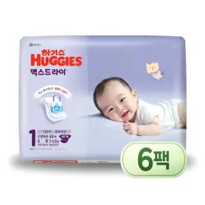하기스 2025 맥스드라이 공용 1단계 밴드/신생아형, 68매x6팩