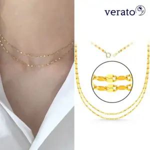 베라토 24K 순금 샤인 아몬드 두줄 체인 목걸이