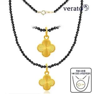 베라토 24K 순금 샤이닝 크로버 컷팅 팬던트 +14K 스피넬 목걸이