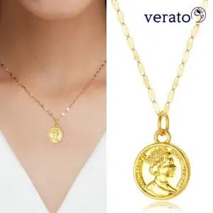 베라토 24K 순금 엘리자베스 코인 세미 목걸이 S
