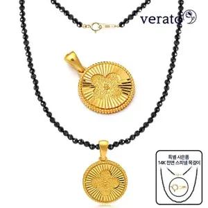 베라토 24K 순금 볼륨 다이아크로버 팬던트 +14K 천연 블랙 스피넬 목걸이