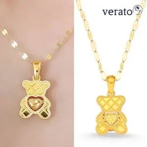 베라토 24K 순금 GH 글로우 테디베어 무빙 하트 목걸이 S