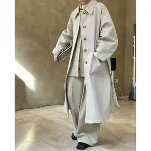 EAMT 롱 가을 캐주얼 여친 트렌치 코트 한국적인 오버핏 터틀넥 허리 스트링 루즈핏 EUNG3