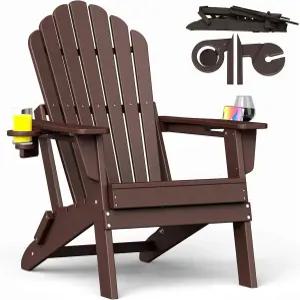 듀얼 컵 홀더가 있는 오버사이즈 애디론댁 의자 인체공학적 하이백 HDPE 파이어 피트 정원 데크 마당을