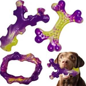 Frienhund 씹는 것을 좋아하는 대형견을 위한 튼튼한 장난감 3개 팩 파괴 불가능 베이컨 맛 강아지 집중력