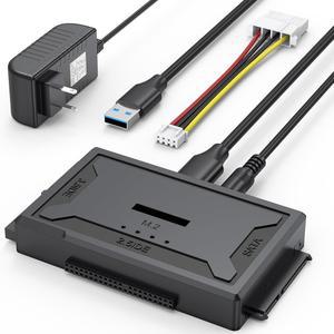 하드 드라이브 리더 4-in-1, M.2 SATA IDE에서 USB 도킹 스테이션, 10Gbps NVME 도크, 12V / 2A 전원 어댑터가 포함된 컴퓨터 울트라 데이터 검색 키트(내부 2.5인치 3.5인치 PATA HDD SSD 블루레이 드라이브용)