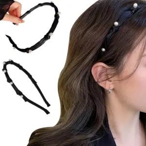 여성 진주 포인트 단발머리 긴머리 페미닌 머리띠 tJQ2+4hWF