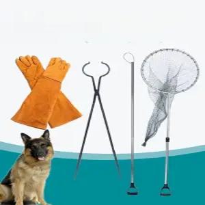 야생 동물 포획 조류 구조용 도구 세트 개 그물 뜰채 유기묘 물림방지 장갑 강아지