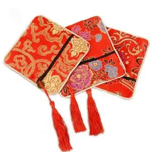 전통 문양 사각 복주머니 명절 선물용 보관 파우치 세뱃돈 도장 소지품 정리