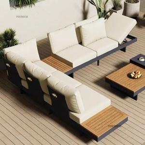 호환 야외 현대 미니멀리스트 알루미늄 합금 소파 비 태양 보호 안뜰 빌라 호텔 발코니 의자 가구