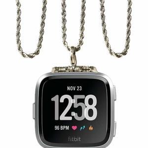 Fitbit Versa 1/2 /Lite 최신 폴리싱 실버 메탈 트위스트 체인 스트랩 로프 넥밴드 교체 액세서리 웨어러블 기술 여성 남성용 스테인리스 스틸 목걸이