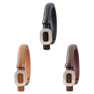 [콩심팥심]여성용 진주 사각 버클 장식 가죽 벨트 원피스벨트 코트벨트