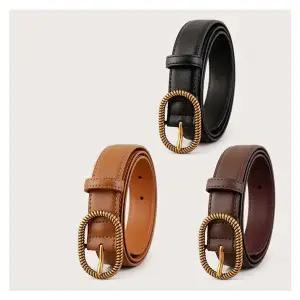 [콩심팥심]여성 빈티지 브라운 버클 가죽 벨트 원피스벨트 코트벨트