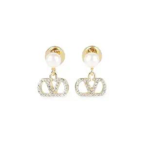 여성 V로고 크리스탈 장식 이어링(골드화이트) 8W2J0X81HJY CNP