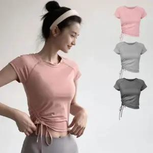 운동복 반팔 옆셔링 여성 포인트 티셔츠