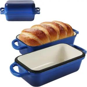 베이킹용 뚜껑이 있는 에나멜 처리된 5인치 주철 로프 팬 9개 홈메이드 빵용 논스틱 사워도우 빵 1개 중