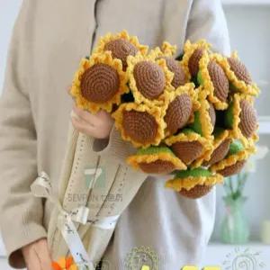 해바라기 꽃 담요 뜨개질 꽃다발 블랭킷 선물용 인테리어 소품 꽃담요 기념일 선물