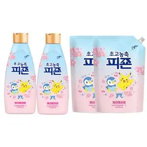 피죤 초고농축 섬유유연제 체리블라썸 본품 1L, 2개 +  리필 1.3L, 2개  (봄 한정 에디션)