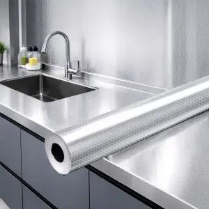 주방 알루미늄 은박 시트지 은박지 가정 식당 업소 인테리어 싱크대 패턴 시트지 5m