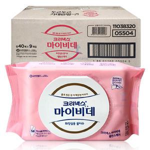 크리넥스 마이비데 밸런스케어 캡형 40매x9팩 (1박스) 화장실 물티슈