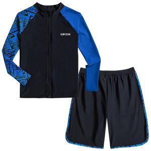 어린이 초등학생 중등 주니어 남아 수영복 긴팔 집업 반바지 2종 세트 57 래쉬가드