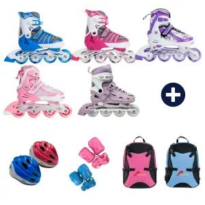 [인라인SET] 사이즈 조절형 발광바퀴 인라인 스케이트+헬멧+보호대+가방