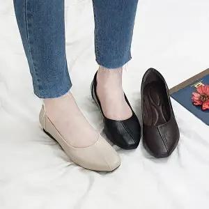 [디아]모디 스퀘어 사선 절개 쿠션 플랫슈즈 3cm