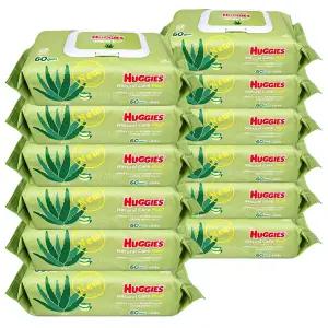 하기스 내츄럴케어 플러스 물티슈 캡형 64매 X12팩