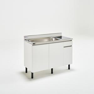 유코스 완제품 주방 사무실 원룸 탕비실 스텐 상판 보급형 싱크대 - 1200 개수대(좌) 화이트