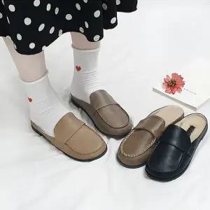 [디아]나다 스티치 라운드코 털안감 뮬 퍼 블로퍼 1cm