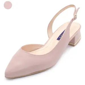 갤러리아 세라 여성 수제화 소가죽 펌프스 통굽 슬링백 S22G001 핑크 3CM