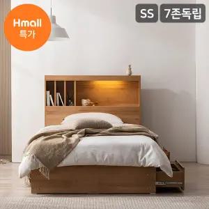 [삼익가구]클로드 책장형 LED 4단 수납 침대(7존 독립스프링 매트리스-슈퍼싱글)