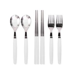 한스푼 포이에마 컬러 아동 수저세트 (숟가락, 2개 + 젓가락, 2개 + 포크, 2개) 화이트(W)