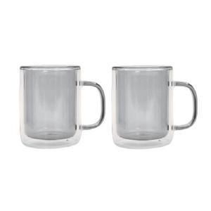 내열 유리 2중 머그컵 그레이, 2개